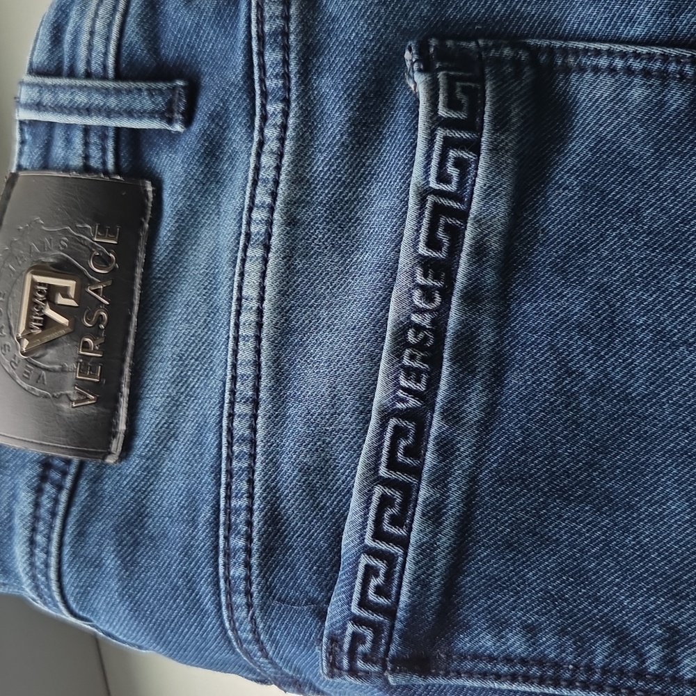 Versace Men’s Blue Embroidered Jeans
